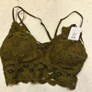 Lacy olive green bralette